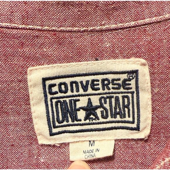 Converse One Star Men's Shirt, Medium, Rusted Rugged Red, Metal Buttons. - Picture 2 of 3